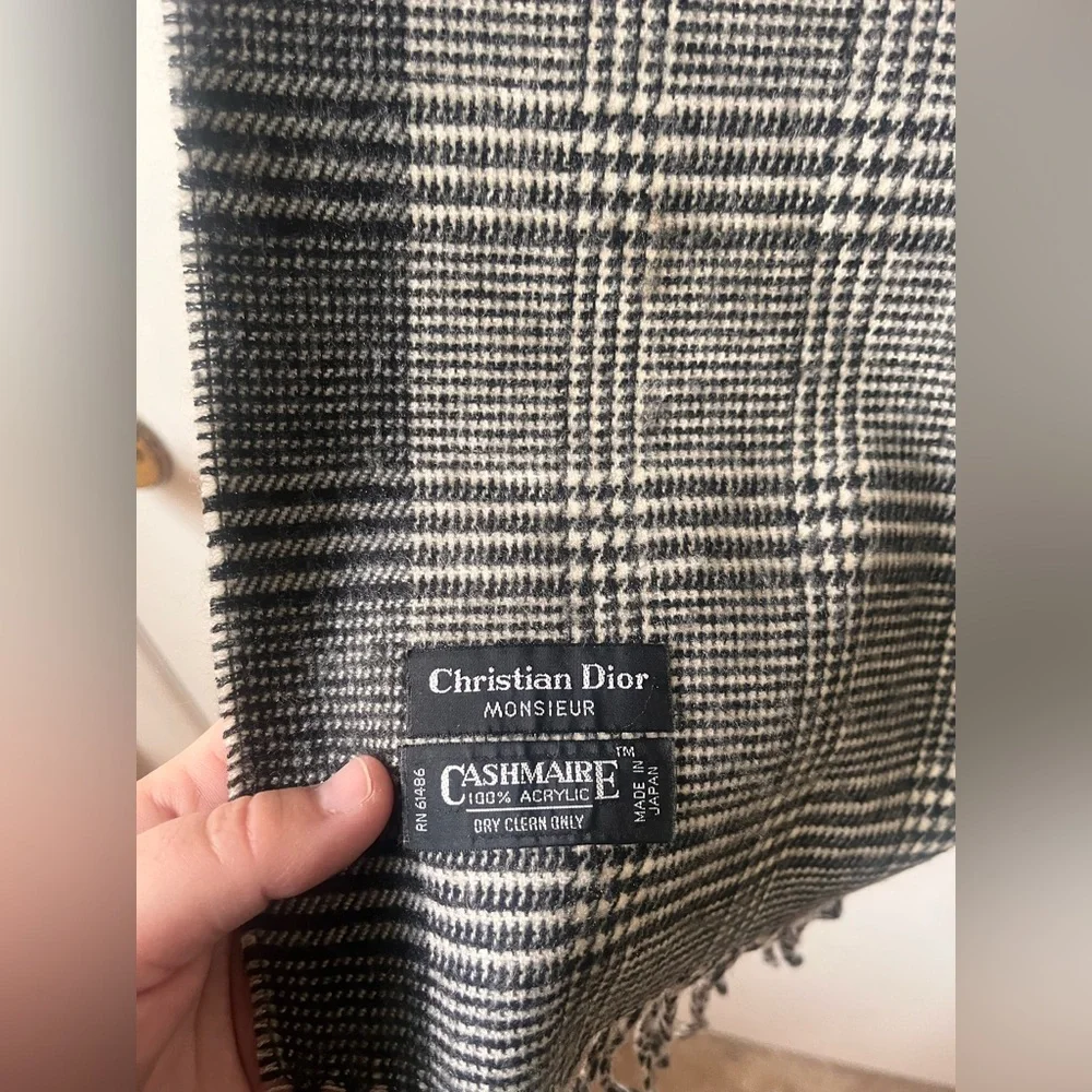 Vintage Christian Dior Monsieur Cashmaire Black And White Scarf Unisex